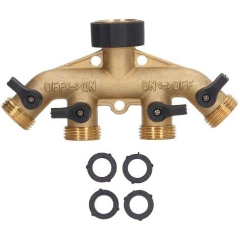 Distributeur de robinet à bille en laiton, séparateur d'eau à 4 voies, pour l'arrosage du jardin, l'irrigation agricole, le lavage de voiture, Style américain