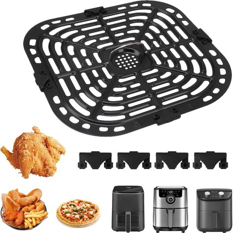 Air Fryer Poêle pour GAF685 GAF735 6 quarts, grille de cuisson pour friteuse à air chaud avec 4 tampons en caoutchouc, plaque de cuisson Air Fryer Crisper, poêle à frire pour lave-vaisselle (1/5)