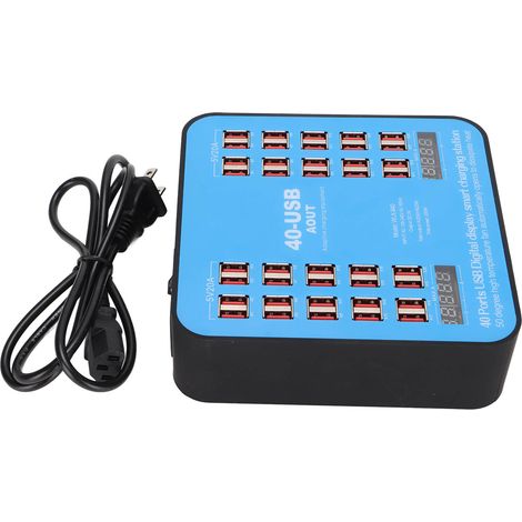 Station de charge USB multiport WLX-840, concentrateur 40 ports 200W pour téléphone et tablette, prise américaine 100-240V (1/5)