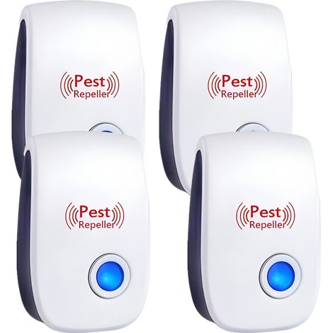 Repellente per topi a ultrasuoni - Confezione da 4 - Repellente per parassiti - Repellenti a ultrasuoni - Controllo dei topi - Repellente per insetti - Sicuro e silenzioso - E-book incluso (1/5)