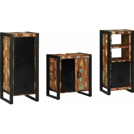 Badezimmermöbel-Set mit Regal 3 pcs Massives upgecyceltes Holz