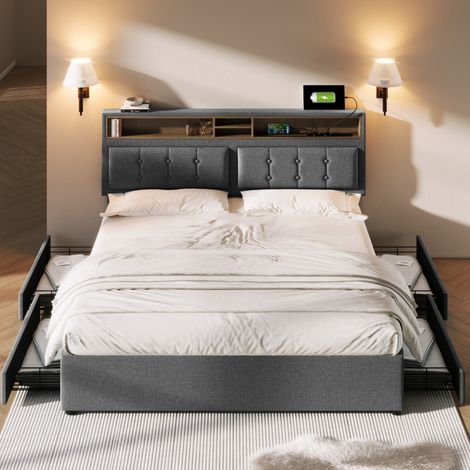 Letto matrimoniale struttura letto contenitore USB OKMYHOME