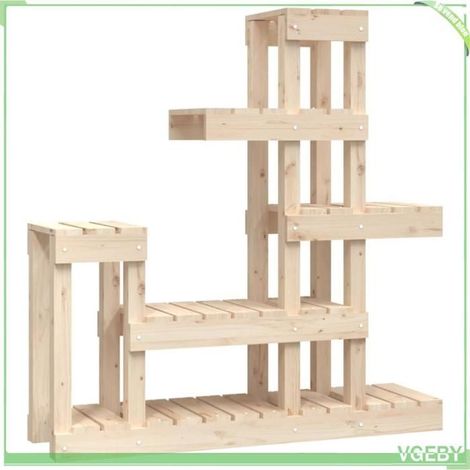 Support à plantes - FAFEICY - 822102 - Bois massif de pin - 92x25x97 cm - Étagères multi-hauteurs (1/5)