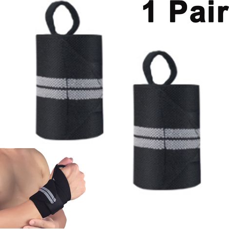 Bandes de poignet pour haltérophilie - 1 paire avec boucle de pouce robuste pour l'entraînement en salle de sport, la force athlétique, le soulevé de terre et l'entraînement musculaire. (1/5)