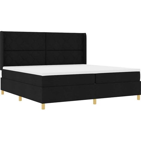 Maison Exclusive - Lit à ressorts avec bandes LED Noir 200 x 200 cm tissu