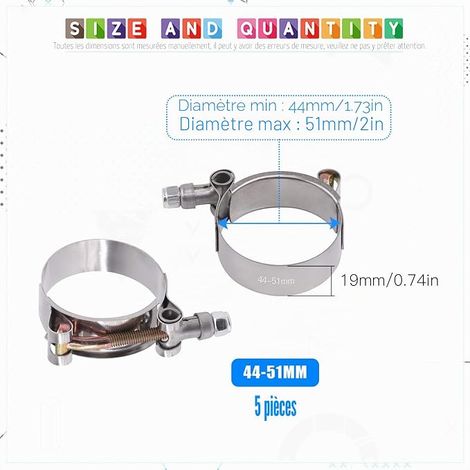 44-51mm Turbo Suction Hose Stainless Steel Flexible Hose Clamp (1/4)