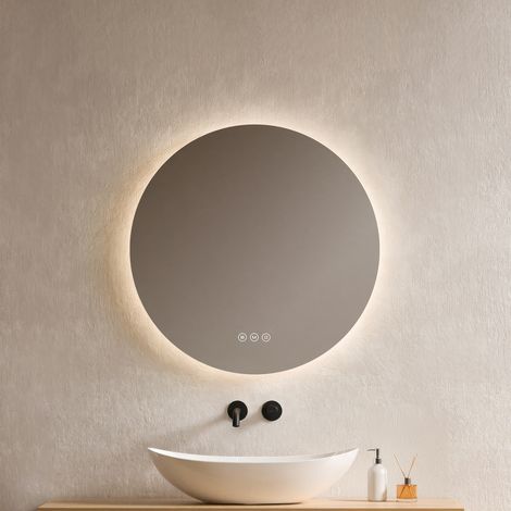 EMKE Miroir lumineux salle de bain rond diamètre 60cm, Miroir LED rétro-éclairage avec Interrupteur Tactile, Anti-buée, Miroir avec éclairage Lumière Blanche Froide/Neutre/Chaude (1/5)