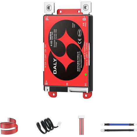 BMS 12V à 24V 100A – Système intelligent de gestion de batterie au lithium avec Bluetooth intégré, RS485 et CAN, pour packs batteries 4S à 8S (Li-ion, LiFePO4, LTO) (1/5)