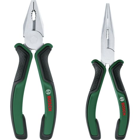 Bosch Alicate (alicate combinado y alicate de punta, ergonómicos, revestimiento mate de cromo-níquel, 2 piezas)