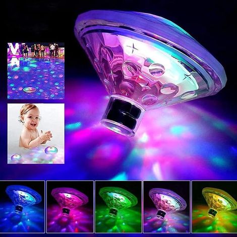 Lámpara LED flotante con forma de diamante para baño, ideal para baños y juguetes de baño infantiles, con 7 modos de iluminación. (1/5)