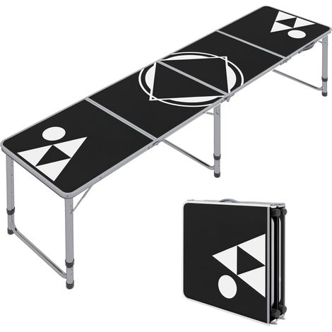 Campingtisch, klappbar, leicht, höhenverstellbar, Aluminiumrahmen, 240 x 60 x 54/62/70 cm, Schwarz