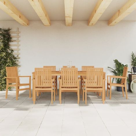 Ensemble à manger de jardin 9 pcs-Salon de jardin Bois de teck solide 479037 (1/5)