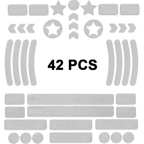 Autocollants Réfléchissants - 42 Pièces - Adhésifs Étanches UV Résistants - Pour Vélo Trottinette Fauteuil Roulant Casque Poussette - Lot Complet (1/5)