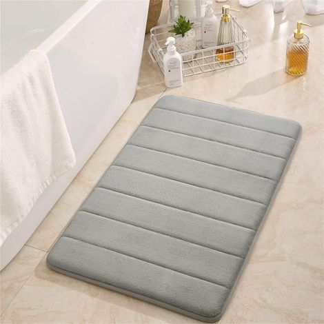 Badematte aus Memory-Schaum, weiche, rutschfeste Badematte, maschinenwaschbar, saugfähige Badematte für Badezimmer und Badewanne (40 x 60 cm, Grau) (1/5)