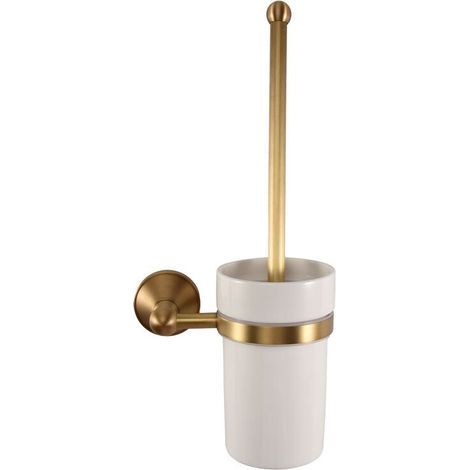 brosse de toilette en laiton antique ensemble de porte-brosse avec un tasse en ceramique (1/5)