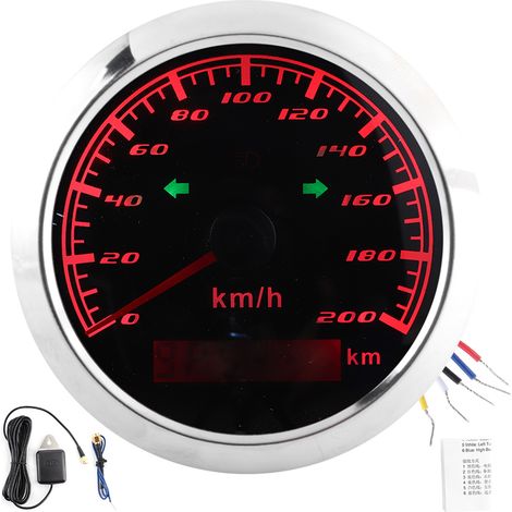 Compteur de Vitesse GPS 200 KM/H LCD Odomètre Anti-buée Compteur Multifonction Voiture Motos Navires.