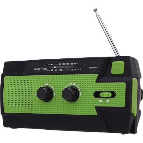 Radio d'urgence 4000mAh, Manivelle Solaire Portable avec AM FM et (1/5)