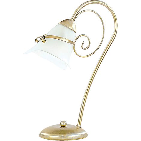 Lampada da tavolo Kokarda oro patinato vetro bianco E14 Luminex