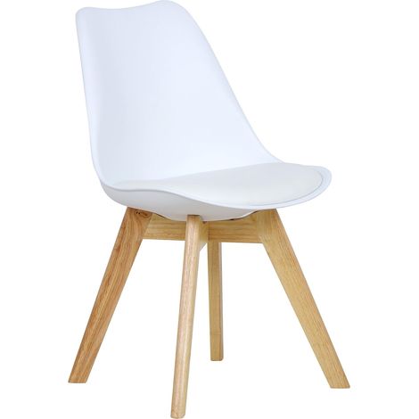 WOLTU Sedia da Pranzo Ecopelle con Schienale Seduta Imbottita Gambe di Legno 1pz Bianco (1/5)
