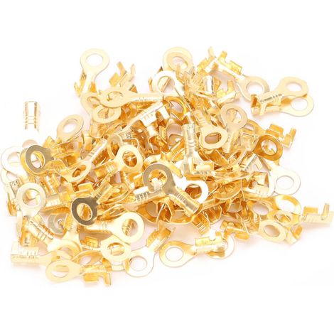 100 Pièces M4 Bornes à Anneau de Goujon Cosses à Sertir en Cuivre Robustes Câble de Soudage Cosse à œillet en Cuivre Nu,Terminaux
