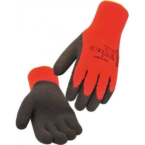 Gant protection FROID SINGER Taille 10 bouclette acrylique gratte enduction latex mousse paume poignet élastique (1/2)