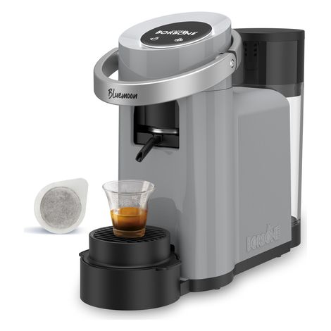 Caffè Borbone Bluemoon Macchina da Caffè a Cialde ESE 44mm – Multifunzione per Espresso, Infusi e Bevande Calde, Pressione 15 bar, Serbatoio 0.9L - Grigia