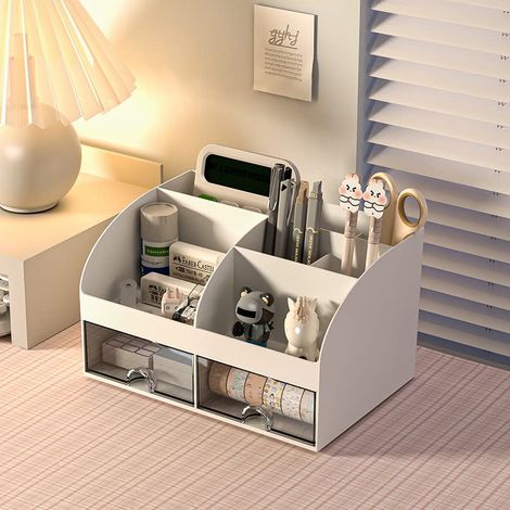 Rhys Organisateur de Bureau Multifonction Organisateur de Bureau en Plastique Transparent avec Tiroirs pour Bureau Maison L école (1/4)
