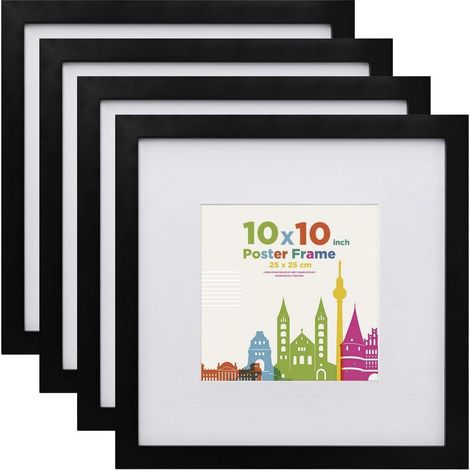 Bilderrahmen Holz Acrylglas Passepartout 15x15 25x25 cm 4er Schwarz (1/4)
