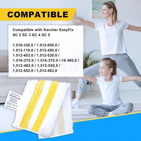 Lot de 5 lingettes de remplacement en microfibre compatibles avec les nettoyeurs vapeur Kärcher EasyFix SC 1 SC 2 SC 3 SC 4 SC 5 accessoires pour nettoyeur vapeur pour tous types de sols (1/5)