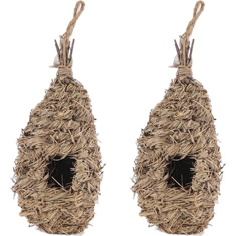 Kreatives, handgefertigtes Vogelnest aus Stroh, ovales Vogelhaus als Gartendekoration, Nistmaterial (1/5)