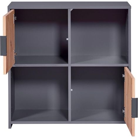 Commode 2 Portes Buffet Étagère sur Pied pour Chambre, Salon Chêne Artisan Anthracite Bois Composite Robuste Entretien Facile 2T (1/5)