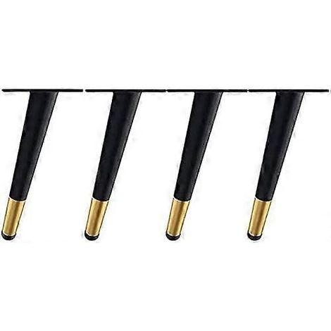 Ensemble de 4 pieds de meubles inclinés en métal, pour tables, armoires et autres meubles - Couleur dorée - Hauteur 12 cm - Convient également pour canapés, tables et autres meubles. (1/5)