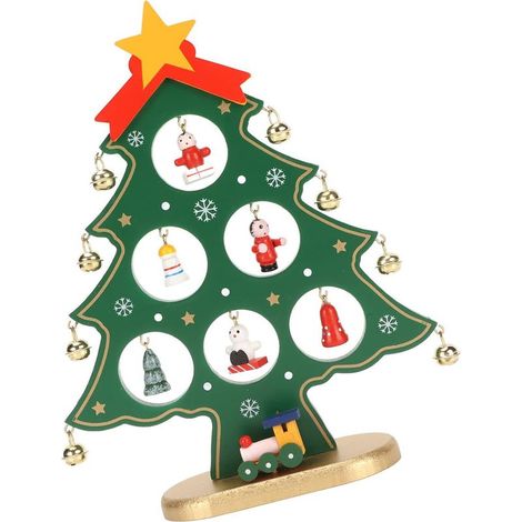 Sapin de Noël en bois vert, décoratif pour table. (1/5)