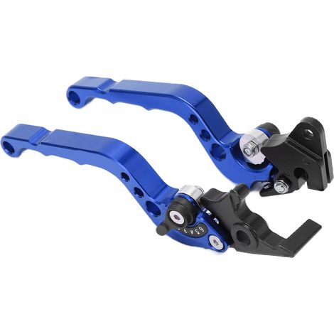 Set aus 2 verstellbaren Motorradbrems- und Kupplungshebeln aus blauer Aluminiumlegierung. (1/5)