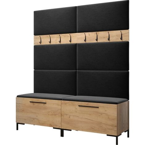 Conjunto para recibidor Nomal II, Polo 897, 196x168x46cm, Aglomerado laminado, Tapiz, Colocada, Montada en la pared (1/5)