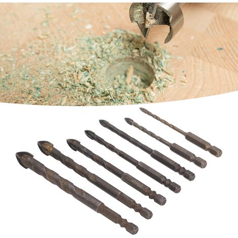 Foret hexagonal en forme de croix pour carrelage, foret hélicoïdal à tige triangulaire en alliage, foret pour verre et céramique, foret pour perçage mural. (1/5)