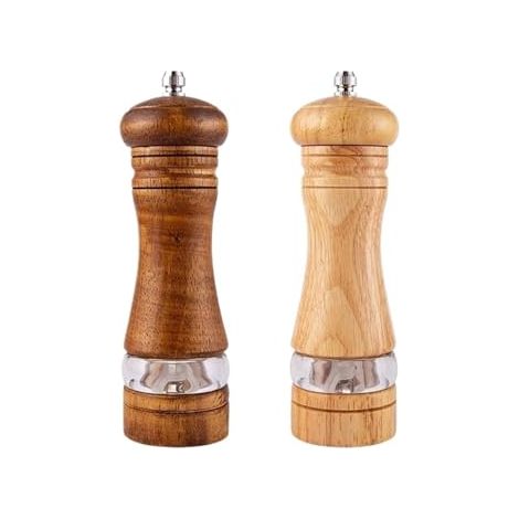 Moulin à poivre manuel en bois de 15 cm, moulin à sel et à poivre, ustensile de cuisine multifonctionnel, moulin en bois massif (Couleur : 2 pièces) (1/5)