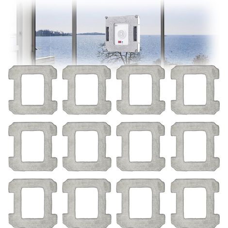 12 Stück Reinigungspads für Ecovacs Winbot W1/W1 Pro, Mikrofaser Reinigungstücher kompatibel mit Ecovacs, Reinigungstuch Ersatzteile Wiederverwendbare, für Fensterstaubsauger,Reinigt Staub und Flecken (1/5)