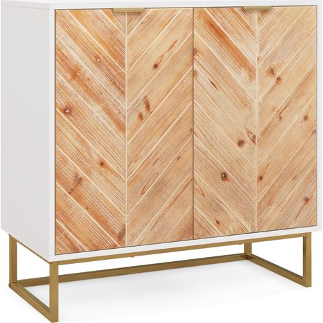 Credenza buffet con storage con piedini antiscivolo per soggiorno, Tavolino con ante e ripiano Bianco (1/5)