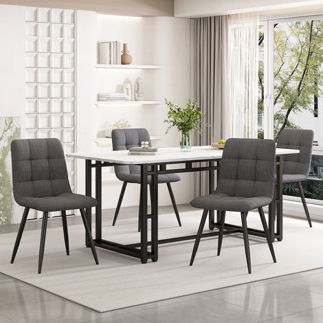 Ensemble table et chaises 140x80, design moderne table de cuisine, chaises rembourrées confortables, structure métal robuste (1/5)
