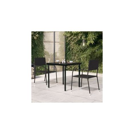 Table à dîner de jardin Noir 80x80x74 Acier et verre (1/5)