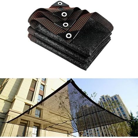 2x5m shade net to protect plants and flowers from sun in garden or balcony (black). (1/4)