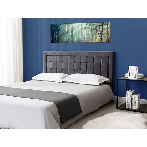 Tête de lit JENNA - 160 cm - Velours - Gris foncé (1/4)