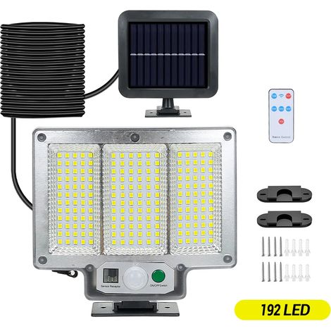 (2PCS-1PC 192 LED) 2 lampes solaires étanches d'extérieur avec détecteur de mouvement, 192 LED, compatibles avec la décoration de jardin. (1/5)