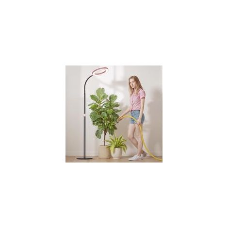 Pflanzenlampe für den Innenbereich, Vollspektrum-Pflanzenlampe, mit Standfuß, automatischem Timer (3/9/12 Stunden), dimmbar, Höhe 130–170 cm (schwarz). – Crezuo