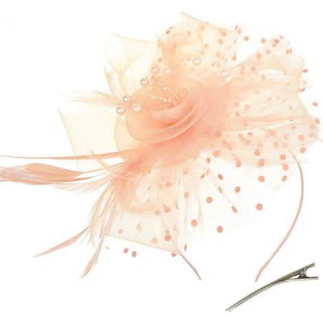 Feder-Fascinator – 1-teilig – Sinamay und Boa-Federn – Haarband und Clip – Hochzeit und Cocktail – Schwarz (1/5)