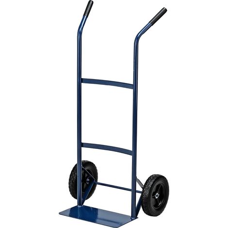 Carrello per trasporto merce a mano in Acciaio mis. 48x38x100 cm di colore blu con 2 ruote e pala da 35x18 cm - Portata Max 80 Kg (1/4)