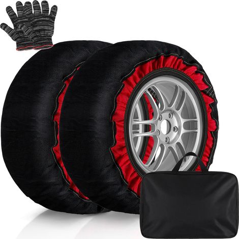 Jiubiaz 2 calcetines de nieve para coche en poliéster, talla S, ayuda textil de tracción para nieve y hielo, con bolsa (1/5)