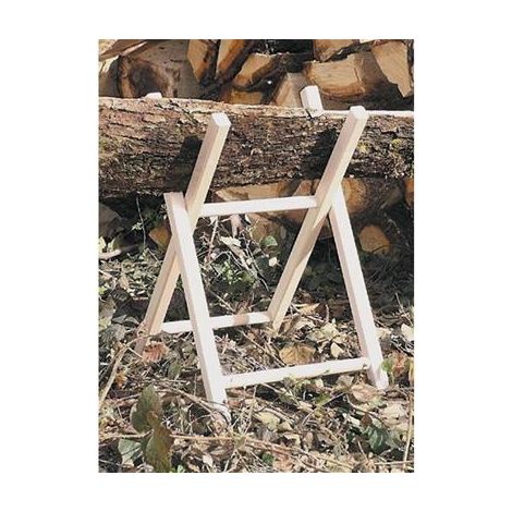 Ribimex – Tréteau en bois 2 branches 68x40cm – Charge maximale 150kg – Chaîne de blocage – Section 30x35mm pour sciage précis