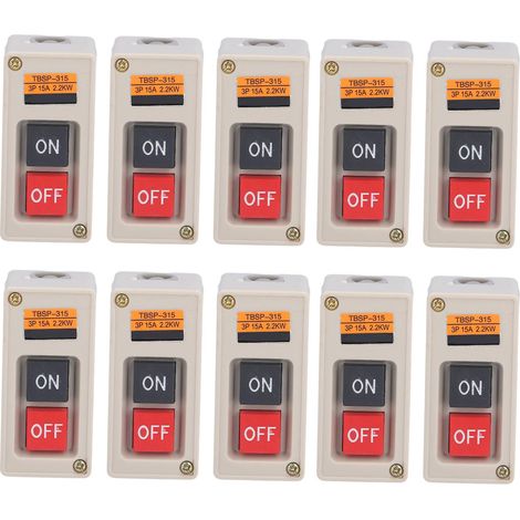 Boîtier de commande d'alimentation à bouton-poussoir (10 pièces) triphasé ON OFF 380 V 15 A TBSP-315 (1/5)